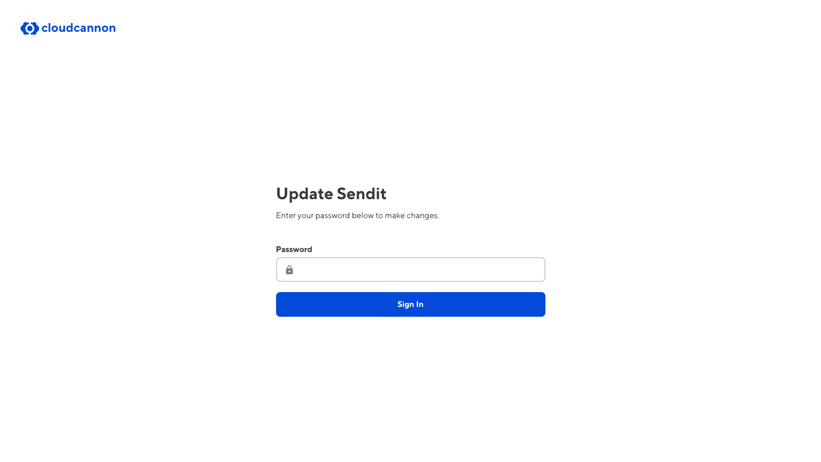 A screenshot of the Client Login page with a field for the site-specific password and a Sign In button.