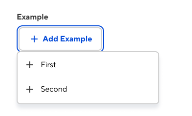 An empty array with two add options in a dropdown