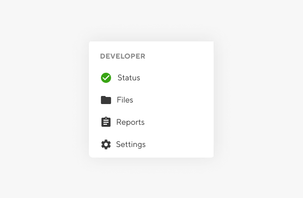 Snippet of the Developer section in the Site Navigation