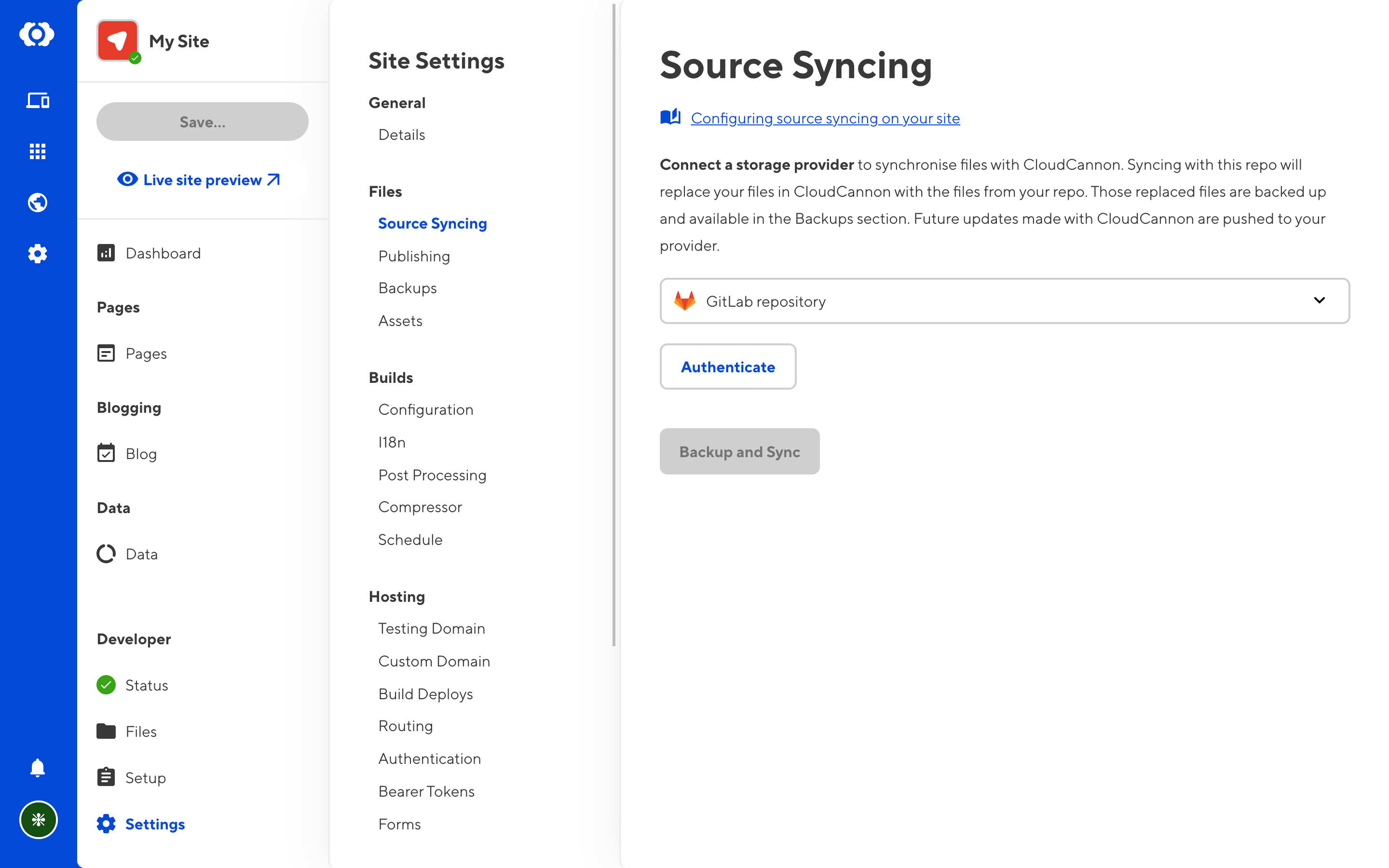 Selecting GitLab as your source provider