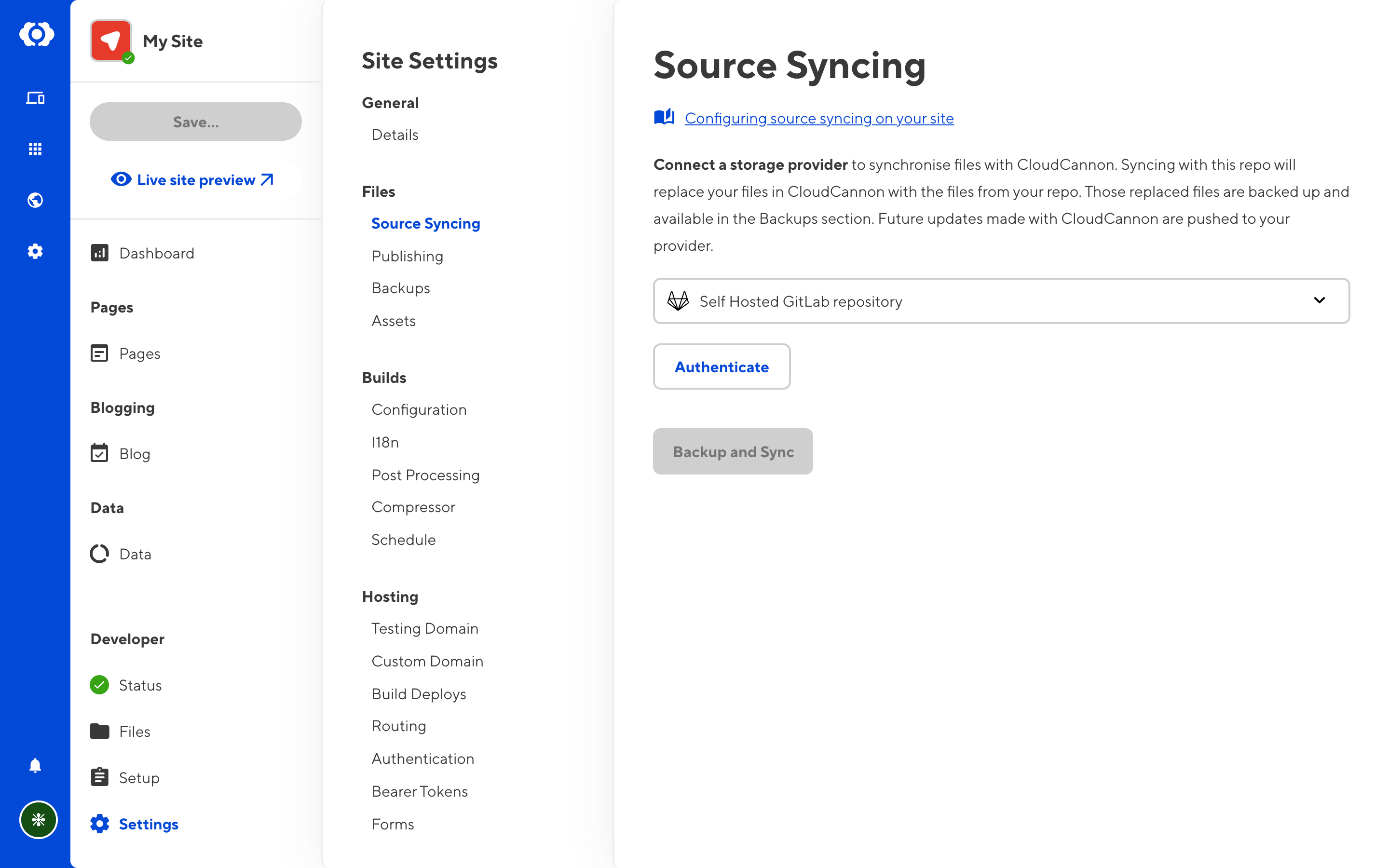 Settings page from Gitlab
