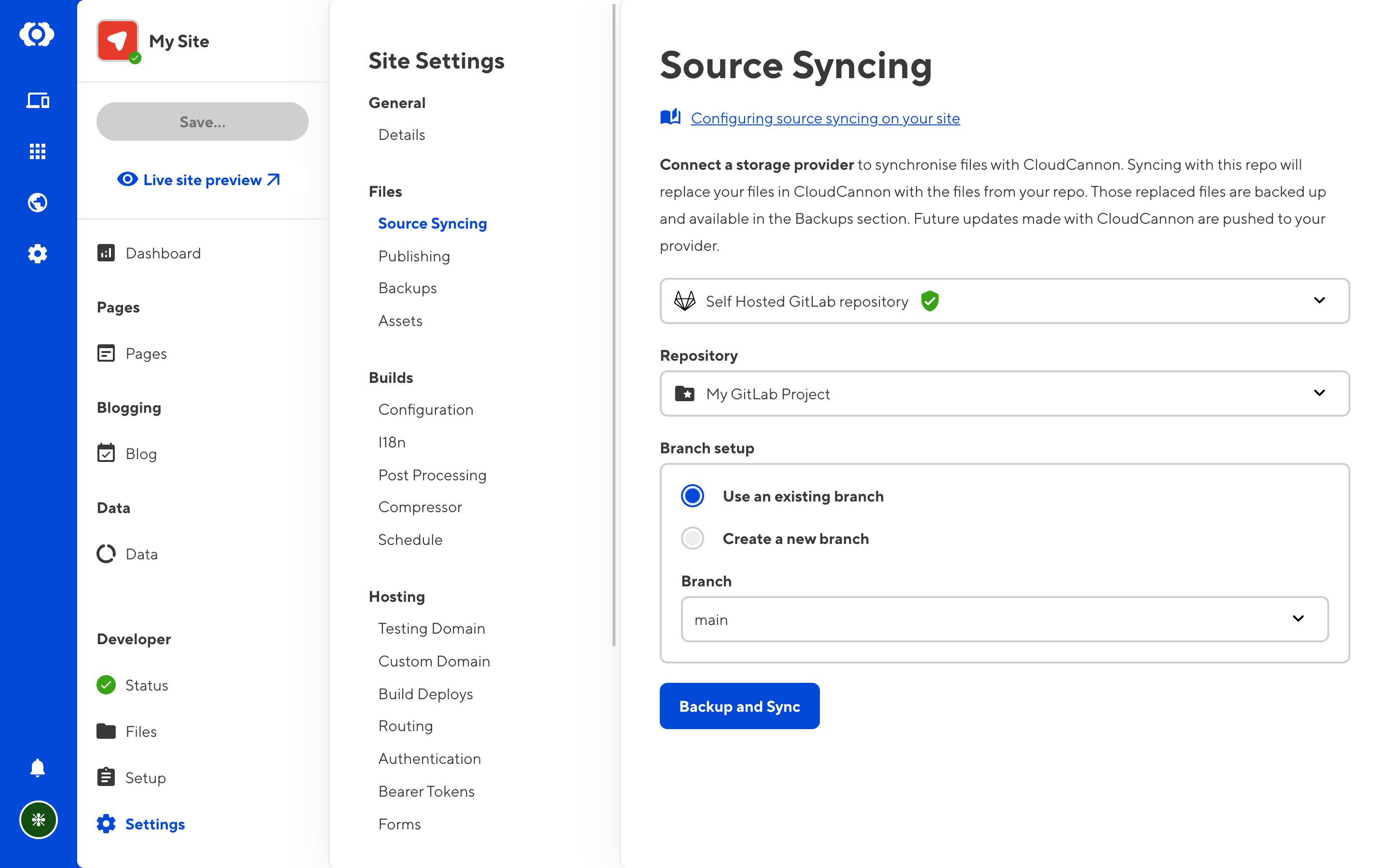 Settings page from Gitlab