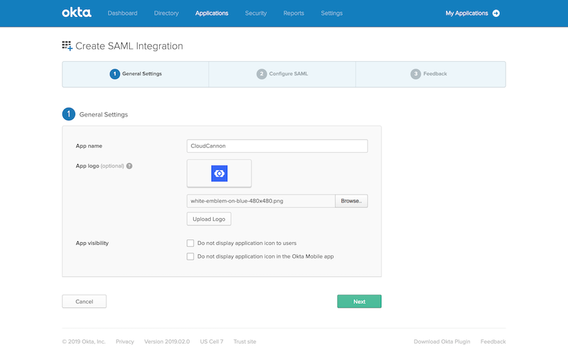 Screenshot of Okta SAML setup interface